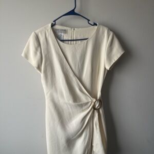 Elegant Cream Wrap Dress